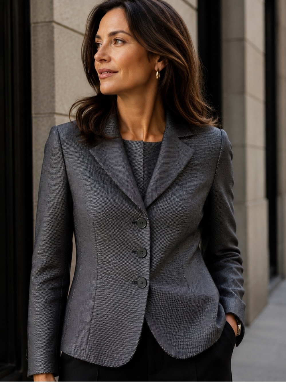 Armani Collezioni Charcoal Gray Tailored Blazer Quiet Luxury - Size 8